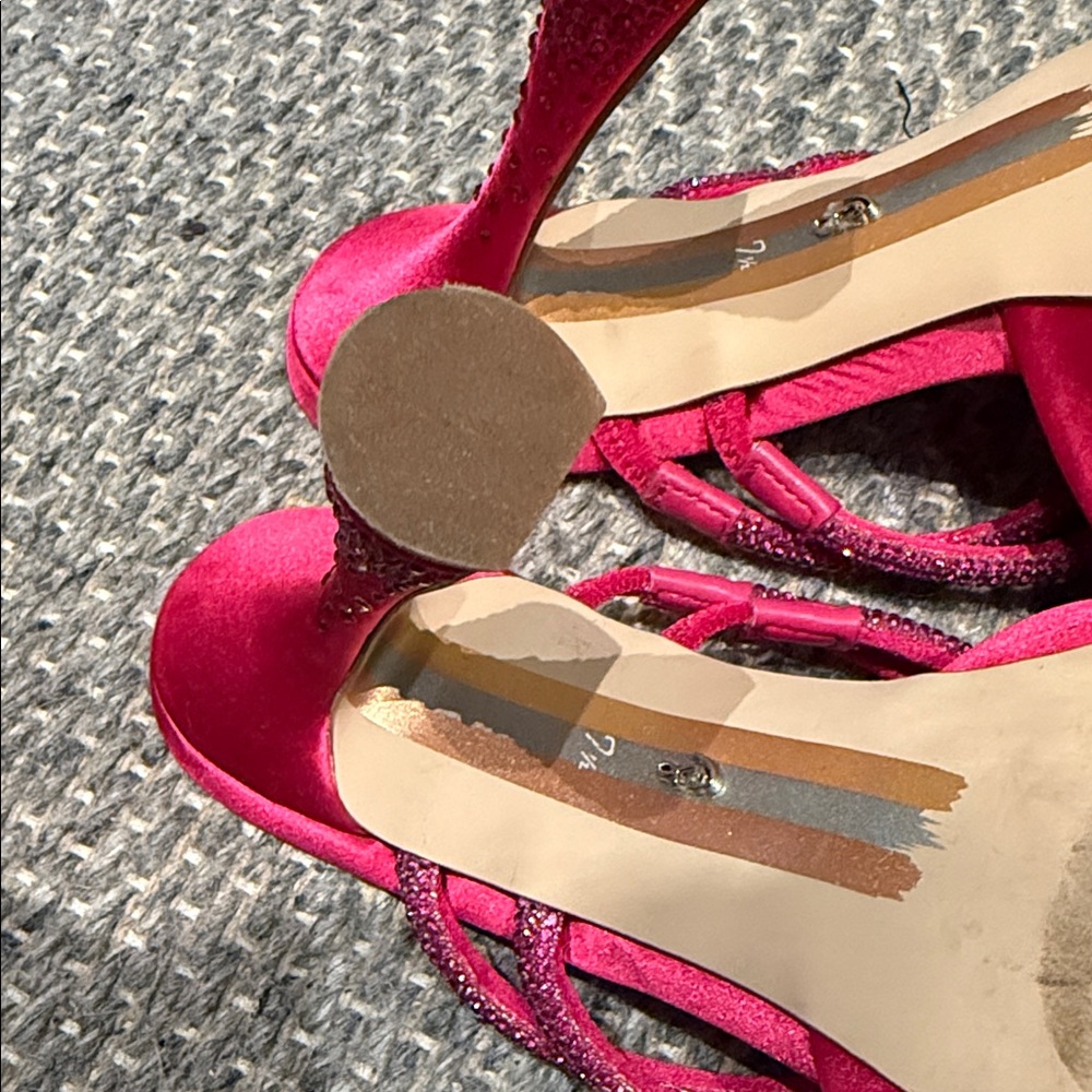 Sam Edelman Agustina Bold Bright Fuschia Sparkle Strap & Heel Size 7.5 - Picture 7 of 9